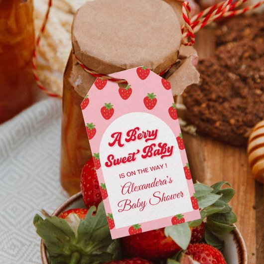 Aardbeien Baby Shower Favor Cadeaulabel