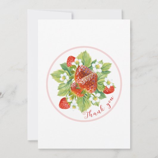 Aardbeien Baby shower Girl Invitation Kaart (Achterkant)
