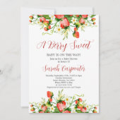 Aardbeien Baby shower Girl Invitation Kaart (Voorkant)