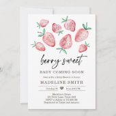Aardbeien Baby shower Invite Berry Sweet Baby Kaart (Voorkant)