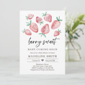 Aardbeien Baby shower Invite Berry Sweet Baby Kaart (Staand voorkant)