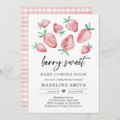 Aardbeien Baby shower Invite Berry Sweet Baby Kaart (Voorkant / Achterkant)