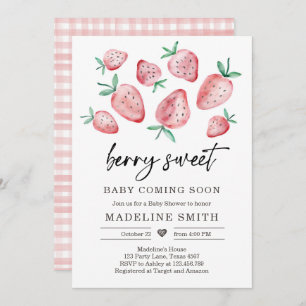 Aardbeien Baby shower Invite Berry Sweet Baby Kaart