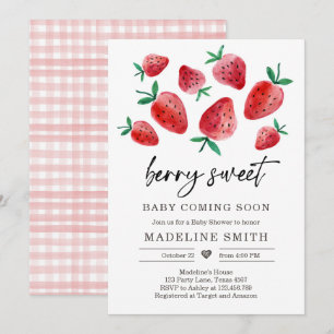 Aardbeien Baby shower Invite Berry Sweet Baby Kaart