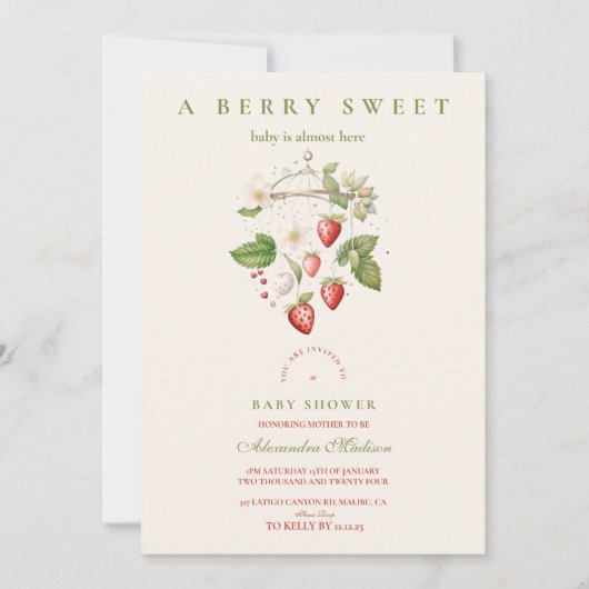 Aardbeien Baby shower Kaart (Voorkant)