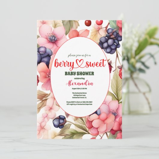 Aardbeien Baby shower Kaart (Staand voorkant)