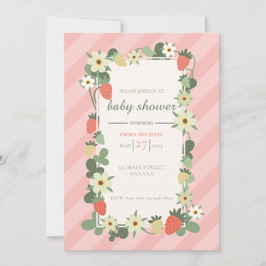 Aardbeien Baby shower Kaart (Voorkant)