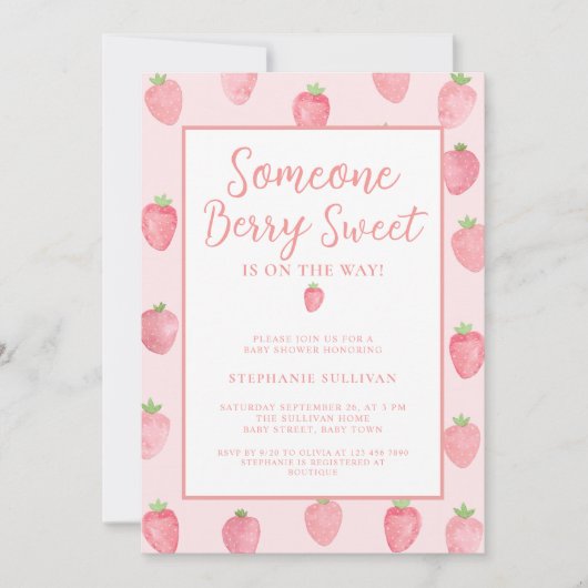 Aardbeien Baby shower Kaart (Voorkant)