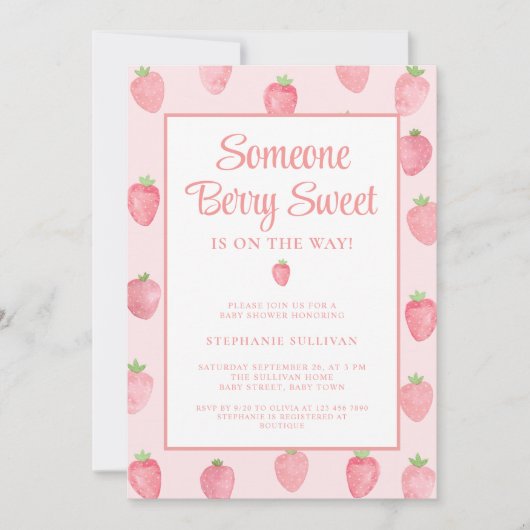 Aardbeien Baby shower Kaart (Voorkant)
