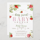 Aardbeien Baby shower Kaart (Voorkant / Achterkant)