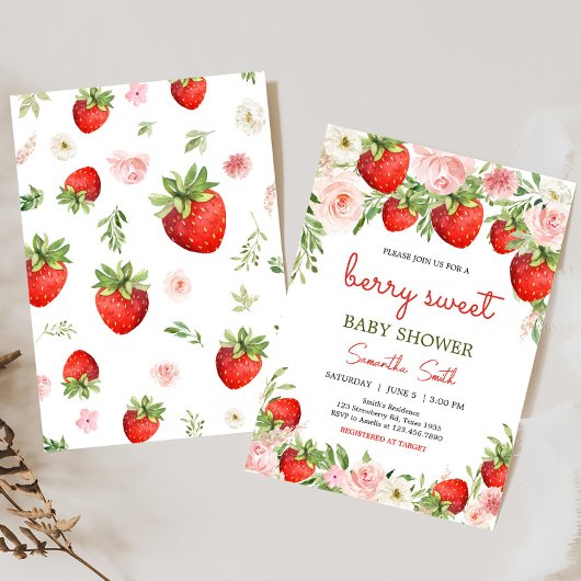 Aardbeien Baby shower Kaart