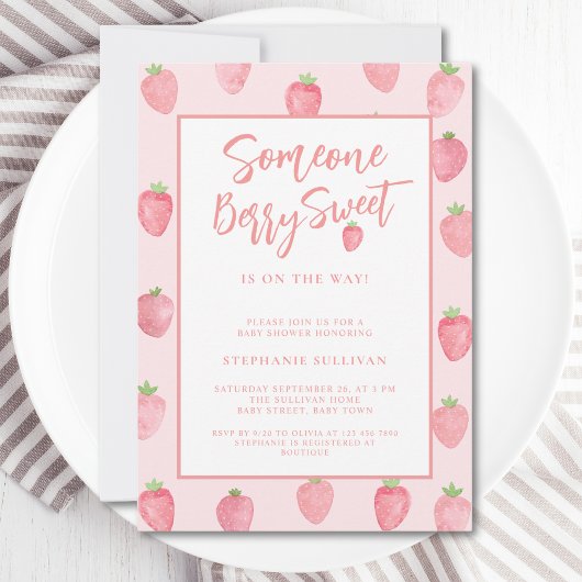 Aardbeien Baby shower Kaart
