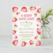 Aardbeien Baby Shower Kaart (Staand voorkant)