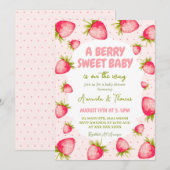 Aardbeien Baby Shower Kaart (Voorkant / Achterkant)