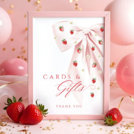 Aardbeien Baby shower Kaarten & Geschenken Tafelte Poster