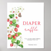Aardbeien Baby Shower Luier Raffle Poster (Voorkant)