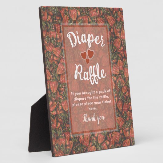 Aardbeien Baby shower Luier Raffle Teken Fotoplaat (Zijkant)