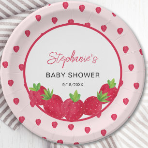 Aardbeien Baby shower Papieren Bordje