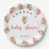 Aardbeien - Baby shower Papieren Bordje (Voorkant)
