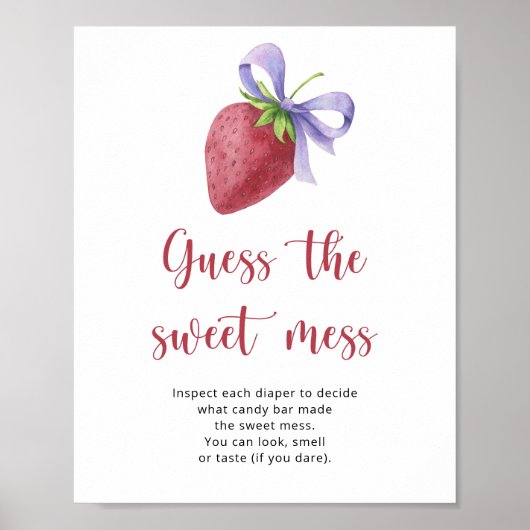Aardbeien baby shower - raad de troep poster (Voorkant)