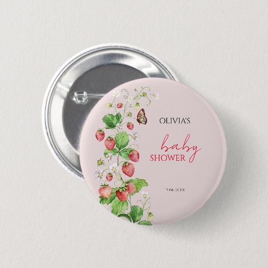 Aardbeien Baby shower Ronde Button 5,7 Cm (Voorkant /achterkant)