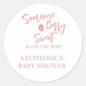 Aardbeien Baby Shower Ronde Sticker (Voorkant)