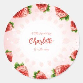 Aardbeien Baby shower Ronde Sticker