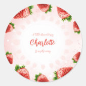 Aardbeien Baby shower Ronde Sticker (Voorkant)