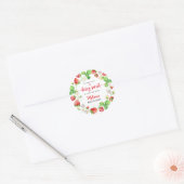 Aardbeien Baby Shower Ronde Sticker (Envelop)