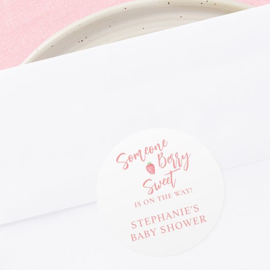 Aardbeien Baby Shower Ronde Sticker