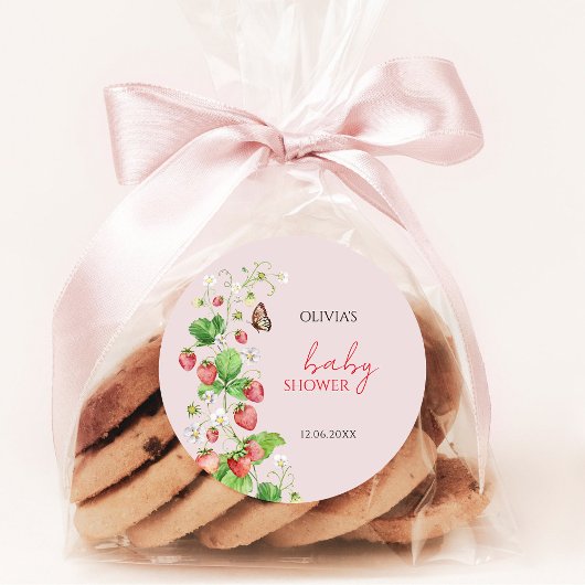 Aardbeien Baby shower Ronde Sticker