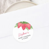 Aardbeien Baby shower Ronde Sticker