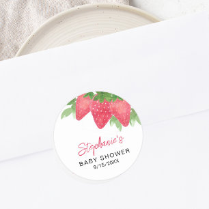 Aardbeien Baby shower Ronde Sticker