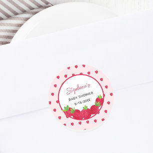 Aardbeien Baby shower Ronde Sticker