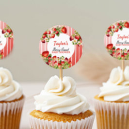 Aardbeien Baby shower Ronde Sticker