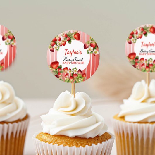 Aardbeien Baby shower Ronde Sticker