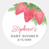 Aardbeien Baby shower Ronde Sticker (Voorkant)