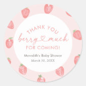 Aardbeien Baby shower Ronde Sticker (Voorkant)