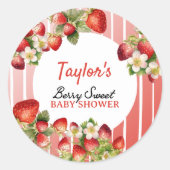 Aardbeien Baby shower Ronde Sticker (Voorkant)