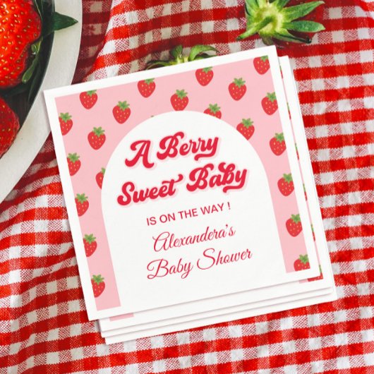Aardbeien Baby shower Servet