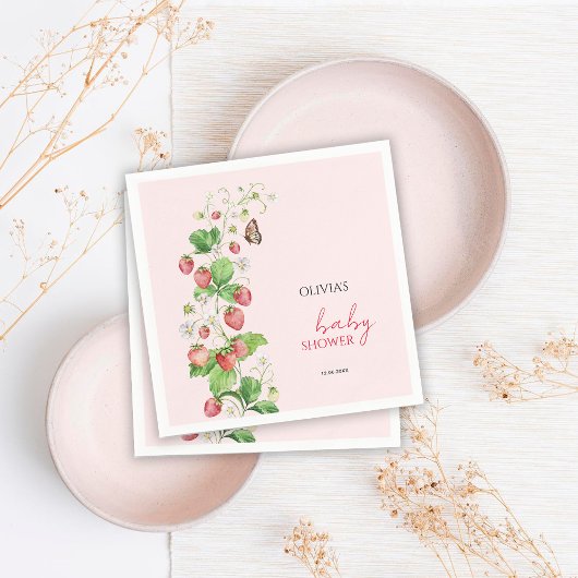 Aardbeien Baby shower Servet