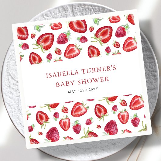 Aardbeien Baby shower Servet