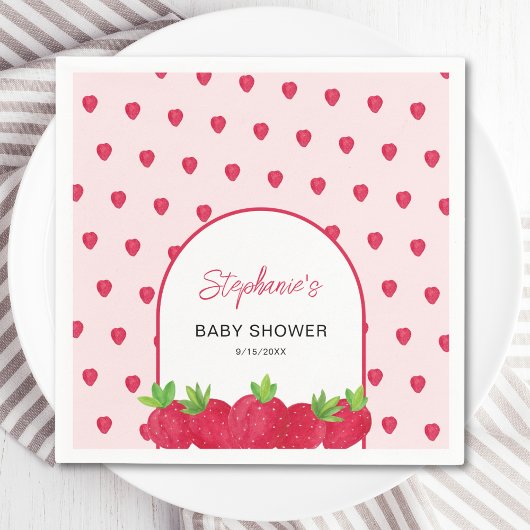 Aardbeien Baby shower Servet