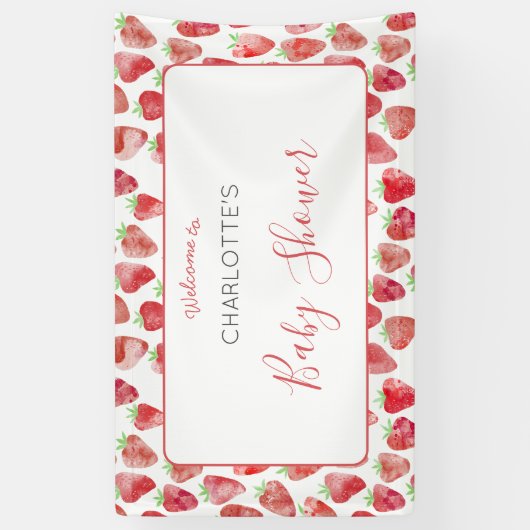 Aardbeien Baby shower Spandoek (Verticaal)