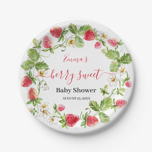Aardbeien Baby shower Summer Berry Sweet Papieren Bordje (Voorkant)
