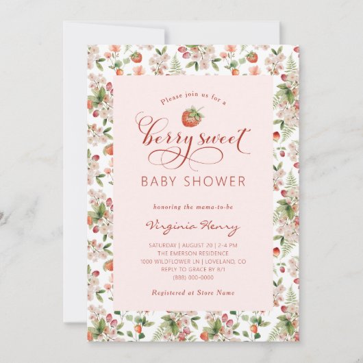 Aardbeien Baby Shower Uitnodiging (Voorkant)