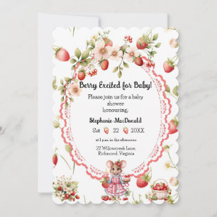 Aardbeien Baby Shower Uitnodiging