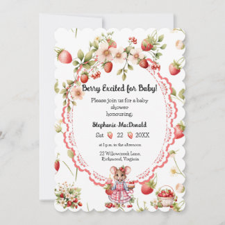 Aardbeien Baby Shower Uitnodiging