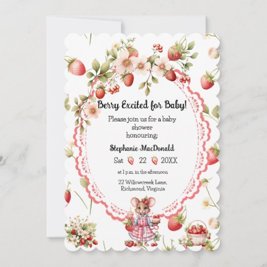 Aardbeien Baby Shower Uitnodiging (Voorkant)