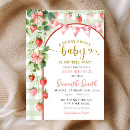 Aardbeien Baby Shower Uitnodiging